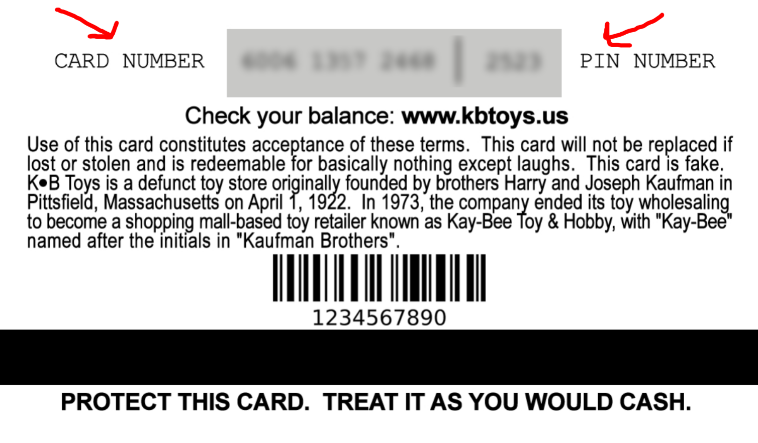 KB Yoys Gift Card.